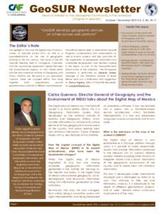 GeoSUR Newsletter  News of Interest to the Geospatial Community in the Americas (Original in Spanish) October / November 2015 Vol. 2, NoInside this Issue: