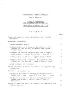 HILLSBOROUGH TRANSIT AUTHORITY TAMPA, FLORIDA FINANCIAL STATEMENTS AND SUPPLEMENTARY INFORMATION YEAR ENDED SEPTEMBER 30, 1984