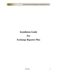 Installation Guide for ManageEngine Exchange Reporter Plus  Installation Guide For Exchange Reporter Plus
