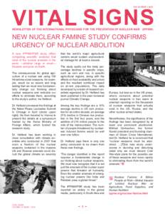 VOL 24 ISSUEVITAL SIGNS NEWSLETTER OF THE INTERNATIONAL PHYSICIANS FOR THE PREVENTION OF NUCLEAR WAR (IPPNW)  NEW NUCLEAR FAMINE STUDY CONFIRMS