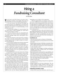 10  www.grassrootsfundraising.org •  • 3781 Broadway, Oakland, CA Hiring a Fundraising Consultant