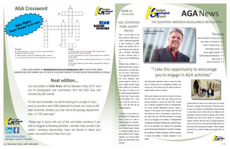 AGA Crossword  AGA News ISSUE 11 February 2015