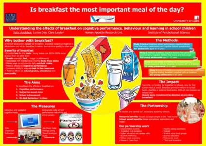 Is breakfast the most important meal of the day? Understanding the effects of breakfast on cognitive performance, behaviour and learning in school children Katie Adolphus, Louise Dye, Clare Lawton Human Appetite Research