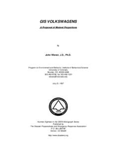GIS VOLKSWAGENS A Proposal of Modest Proportions By  John Wiener, J.D., Ph.D.