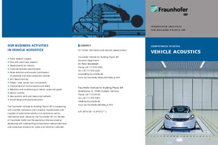 FRAUNHOFER INSTITUTe F o R B ui l d in g p h y si c s I B P OUR BUSINESS ACTIVITIES IN VEHICLE ACOUSTICS •	Public research projects