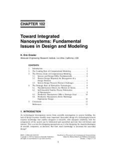 CHAPTER 102  Toward Integrated Nanosystems: Fundamental Issues in Design and Modeling K. Eric Drexler