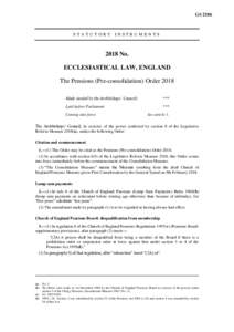 GSSTATUTORY INSTRUMENTS 2018 No. ECCLESIASTICAL LAW, ENGLAND