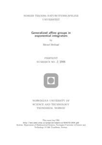 norges teknisk-naturvitenskapelige universitet Generalized affine groups in exponential integrators by