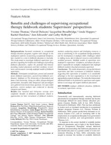 Benefits and challenges of supervising occupational therapy fieldwork students: Supervisors’ perspectives