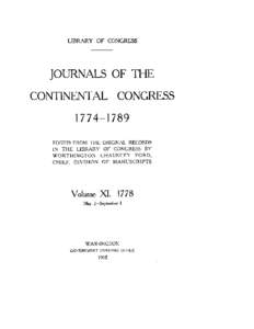 LIBRARY OF CONGRES  JOURNALS OF THE CONTINENTAL CONGRESS