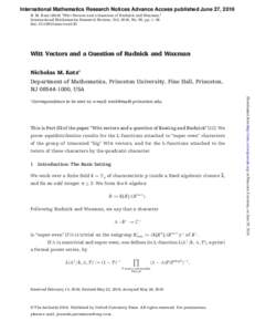 Witt Vectors and a Question of Rudnick and Waxman