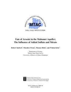 CRFate of Arsenic in the Mahomet Aquifer; The Influence of Added Sulfate and Nitrate