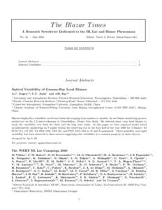 T he Blazar T imes A Research Newsletter Dedicated to the BL Lac and Blazar Phenomena No. 44 — June 2002 Editor: Travis A. Rector ([removed])