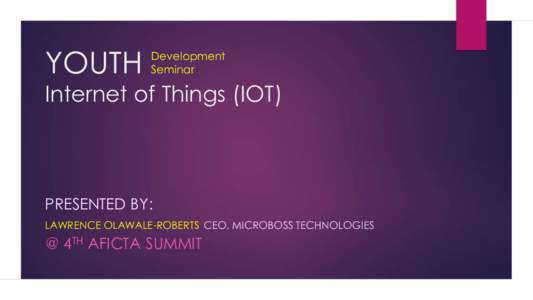 YOUTH  Development Seminar  Internet of Things (IOT)