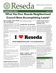 Neighborhood Council Newsletter ResedaCouncil.org Facebook.com/RNC.FB COMMUNITY NEWS