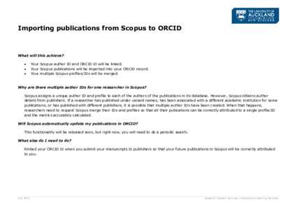 Importing publications from Scopus to ORCID  What will this achieve?   