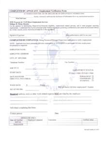 COMPLETED BY APPLICANT:  Employment Verification Form AUTHORIZATION FOR USE OR DISCLOSURE OF EMPLOYMENT INFORMATION _____________