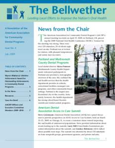 The Bellwether  Leading Local Efforts to Improve the Nation’s Oral Health A Newsletter of the American Association for Community