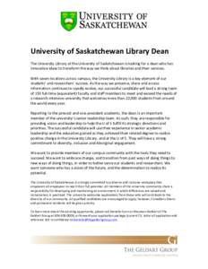    	
     University	
  of	
  Saskatchewan	
  Library	
  Dean	
  