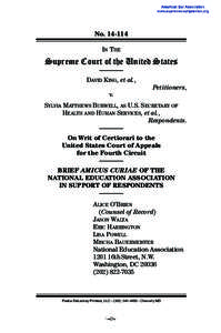No[removed]Supreme Court of the United States IN THE  DAVID KING, et al.,