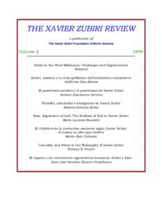 THE XAVIER ZUBIRI REVIEW a publication of The Xavier Zubiri Foundation of North America Volume 2