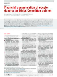 Financial compensation of oocyte donors: an Ethics Committee opinion