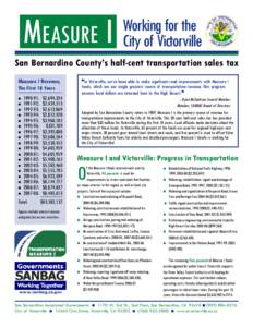 MEASURE I  Working for the City of Victorville  San Bernardino County’s half-cent transportation sales tax