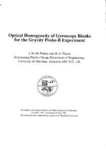 Optical Homogeneity of Gyroscope Blanks for theGravity Probe B Experiment