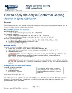 Acrylic Conformal Coating 419C Instructions Acrylic Conformal Coating Cat. No. 419C-340G