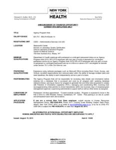 Senior Health Care Management Systems Analyst - Employment Opportunities Open to DOH and NYS Employees ONLY