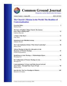 Common Ground Journal - Vol 6 No 2 - Spring 2009