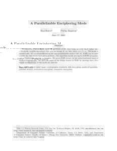 A Parallelizable Enciphering Mode Shai Halevi∗ Phillip Rogaway†  June 17, 2003
