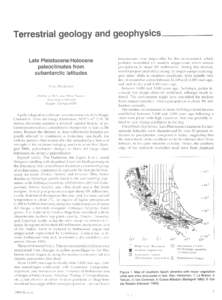 Terrestrial geology and geophysics Late Pleistocene/Holocene paleoclimates from subantarctic latitudes VERA MARKGRAF