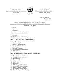 UNITED NATIONS United Nations Transitional Administration in East Timor NATIONS UNIES Administration Transitoire des Nations