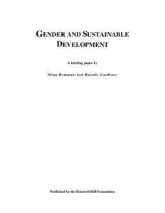 GENDER AND SUSTAINABLE DEVELOPMENT A briefing paper by