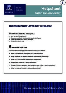 S  Helpsheet Giblin Eunson Library  INFORMATION LITERACY (LIBRARY)