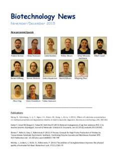 Biotechnology News November/December 2015 New personnel/guests Anders Boman