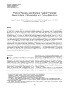 JOURNAL OF WOMEN’S HEALTH Volume 23, Number 4, 2014 ª Mary Ann Liebert, Inc. DOI: jwhWomen Veterans and Intimate Partner Violence: