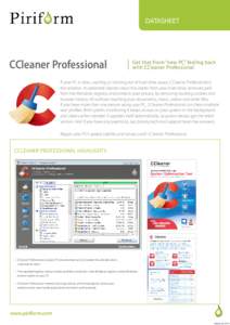 DATASHEET  CCleaner Professional |