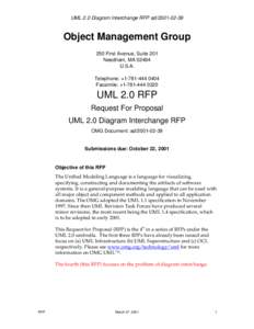 UML 2.0 Diagram Interchange RFP adObject Management Group 250 First Avenue, Suite 201 Needham, MAU.S.A.