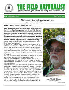 Quarterly Bulletin of the Trinidad and Tobago Field Naturalists’ Club July - September 2010