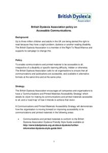 BDA Policy on Accessible Communications.