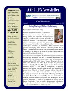 INSIDE AAPT-CPS • Page 1: Spring Meeting Information AAPT-CPS Newsletter