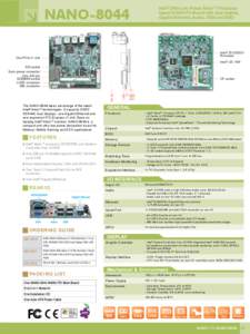 NANO[removed]Intel® Ultra Low Power AtomTM Processor based NANO-ITX Board with dual display, Gigabit Ethernet, Audio, USB and SDIO