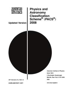 Updated Version  Physics and Astronomy Classification Scheme® „PACS®…