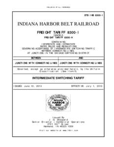 INCLUSIVE OF ALL INCREASES  STB IHB 8300-I INDIANA HARBOR BELT RAILROAD FREIGHT TARIFF 8300-I