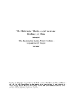 The Rainwater Basin Joint Venture Evaluation Plan Adopted by The Rainwater Basin Joint Venture Management Board