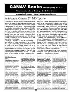 CANAV Books  Winter/Spring 2012–13 Canada’s Aviation Heritage Book Publisher canavbooks.com