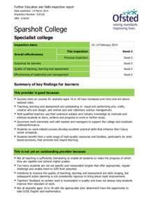 Further Education and Skills inspection report Date published: 19 March 2014 Inspection Number: URN: Sparsholt College