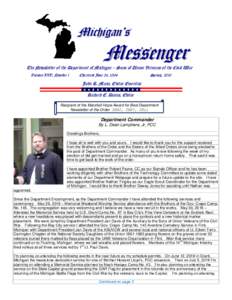 Michigan’s  Messenger The Newsletter of the Department of Michigan – Sons of Union Veterans of the Civil War Volume XXV, Number l
